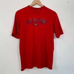 Abercrombie & Fitch Mens Y2K T Shirt Size L Spell Out Preppy Casual Everyday Red